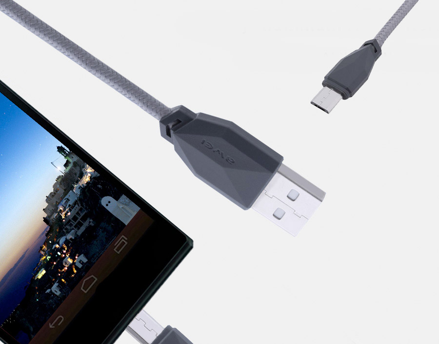 Câble micro USB Awei - connexion en Alu