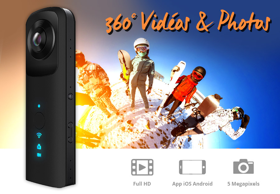 Camera 360° Detu Camera Sport 360° Panoramique VR - Full HD et 5MP - Facebook Live et Youtube Direct