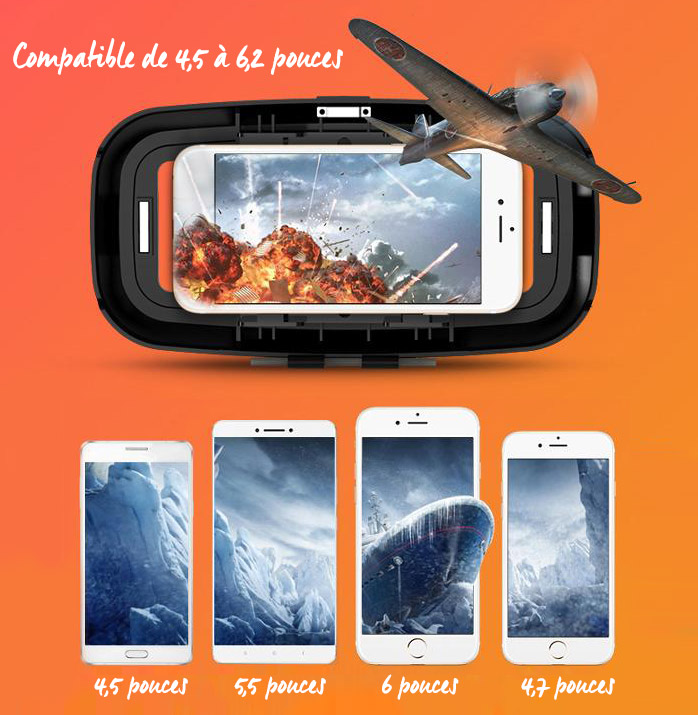 Casque VR Shinecon G2C compatibilité smartphone de 4,5" à 6"
